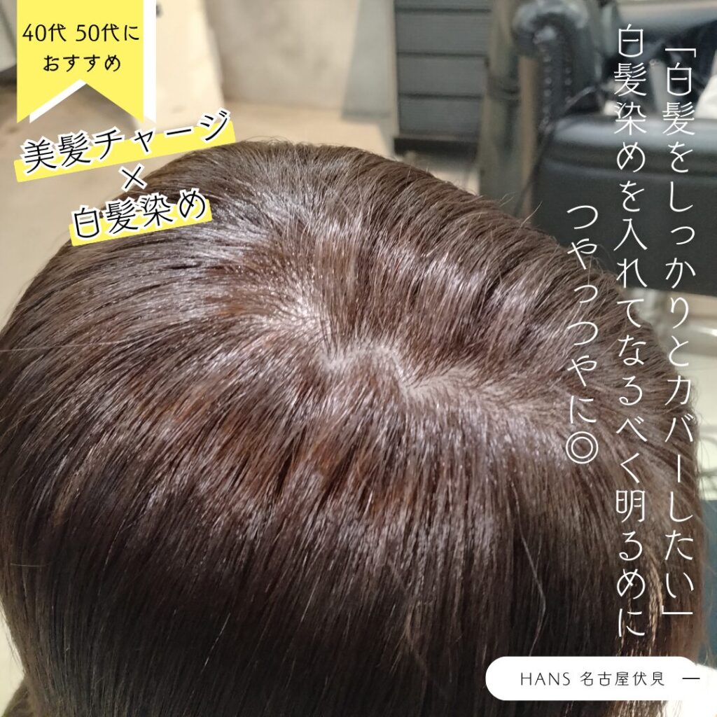 名古屋市中区伏見の美容室ハンスの髪質改善白髪しっかりカバー