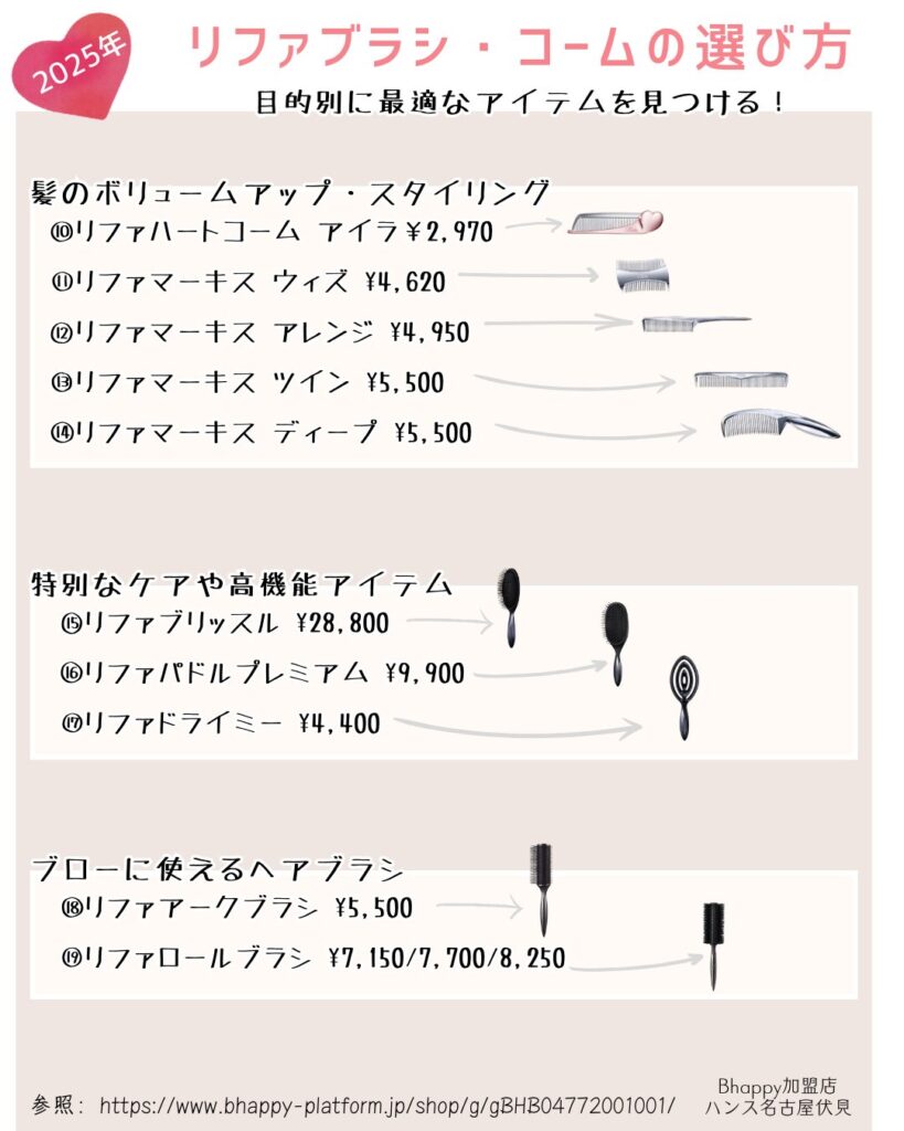 リファのコームとブラシを目的別で選ぶ方法
