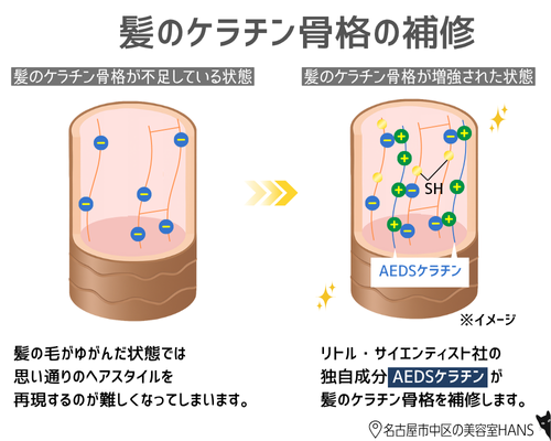 髪のケラチン骨格の補修の解説/美容室ハンス名古屋