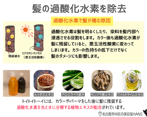 髪の過酸化水素を助教の解説/美容室ハンス名古屋