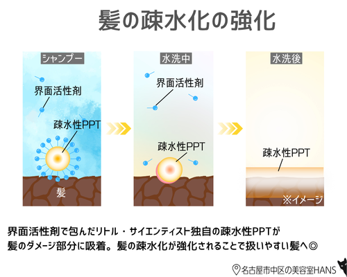 髪の疎水化の強化の解説/美容室ハンス名古屋