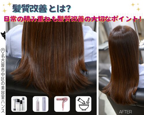 髪質改善と白髪ぼかしの施術例。名古屋で白髪染めを使わないカラー/美容室ハンス名古屋