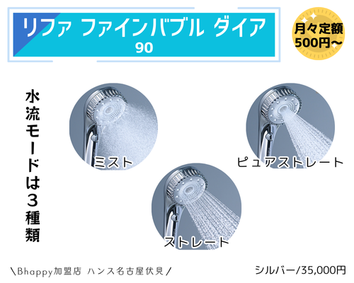 リファファインバブルダイア90の水流