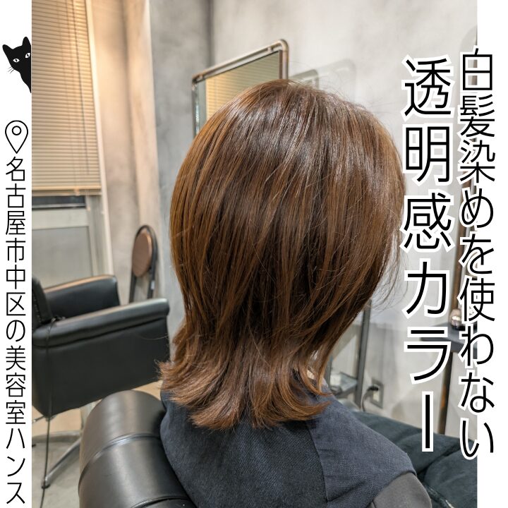 白髪染めを使わない透明感カラーで自然な立体感ウルフ/美容室ハンス名古屋
