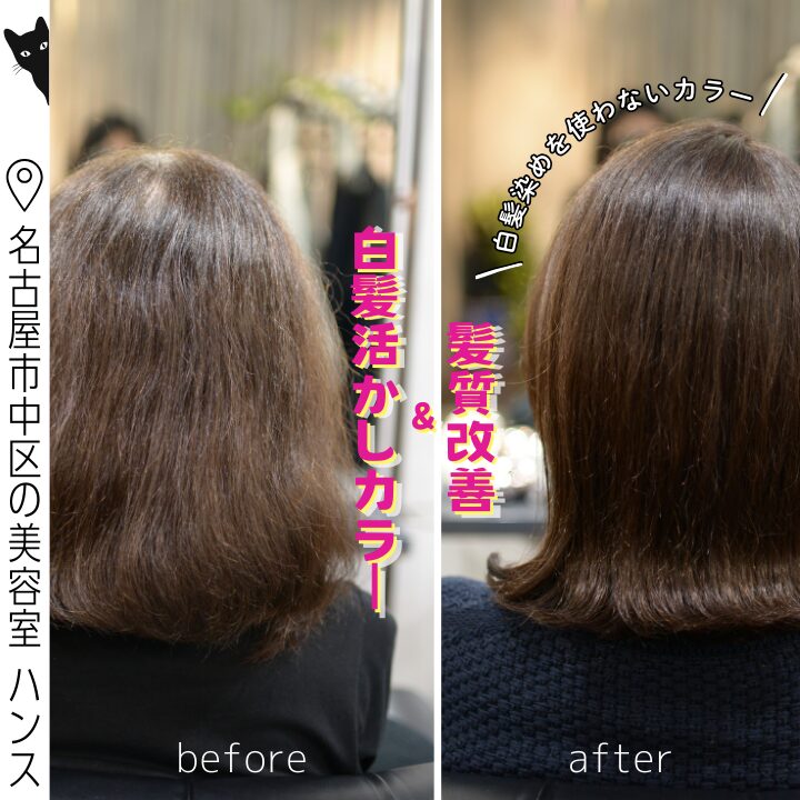 白髪活かしカラーと相性の良い髪質改善/美容室ハンス名古屋