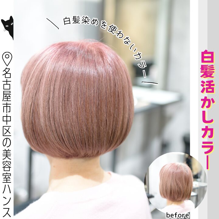 ブリーチなしで、桜色ピンクカラー/美容室ハンス名古屋