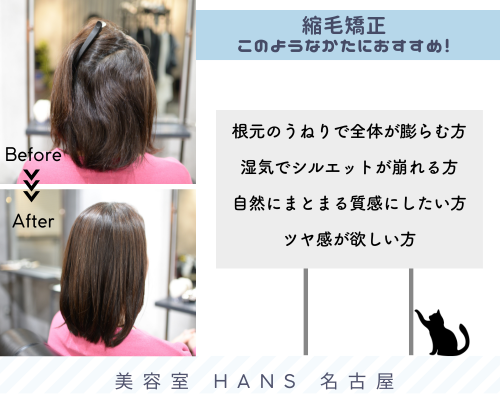 ミディアムヘア縮毛矯正がおすすめの美容院/美容室ハンス名古屋