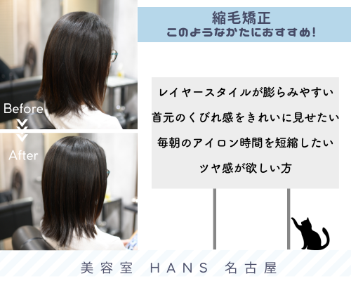 ミディアムレイヤー縮毛矯正がおすすめの美容院/美容室ハンス名古屋